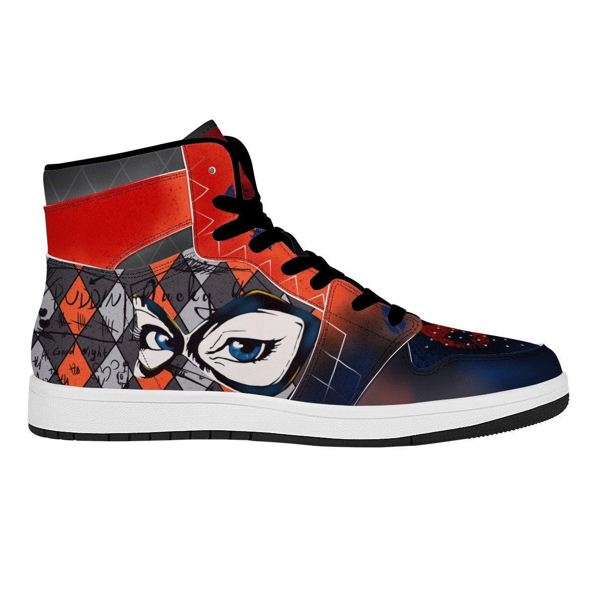 Harley Quinn High Top Leather Sneaker Custom Jordan 1, Harley Quinn noxfan 