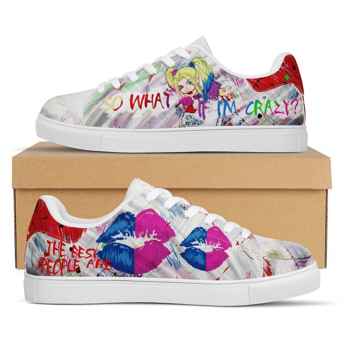Harley Quinn Low Top Sneaker Stan Smith, Suicide Squad, HQ noxfan Women US5.5 (EU36) 