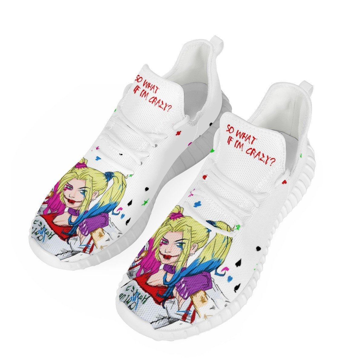 Harley Quinn Mesh Knit Sneaker Yeezy, Suicide Squad noxfan Women US5 (EU35) 