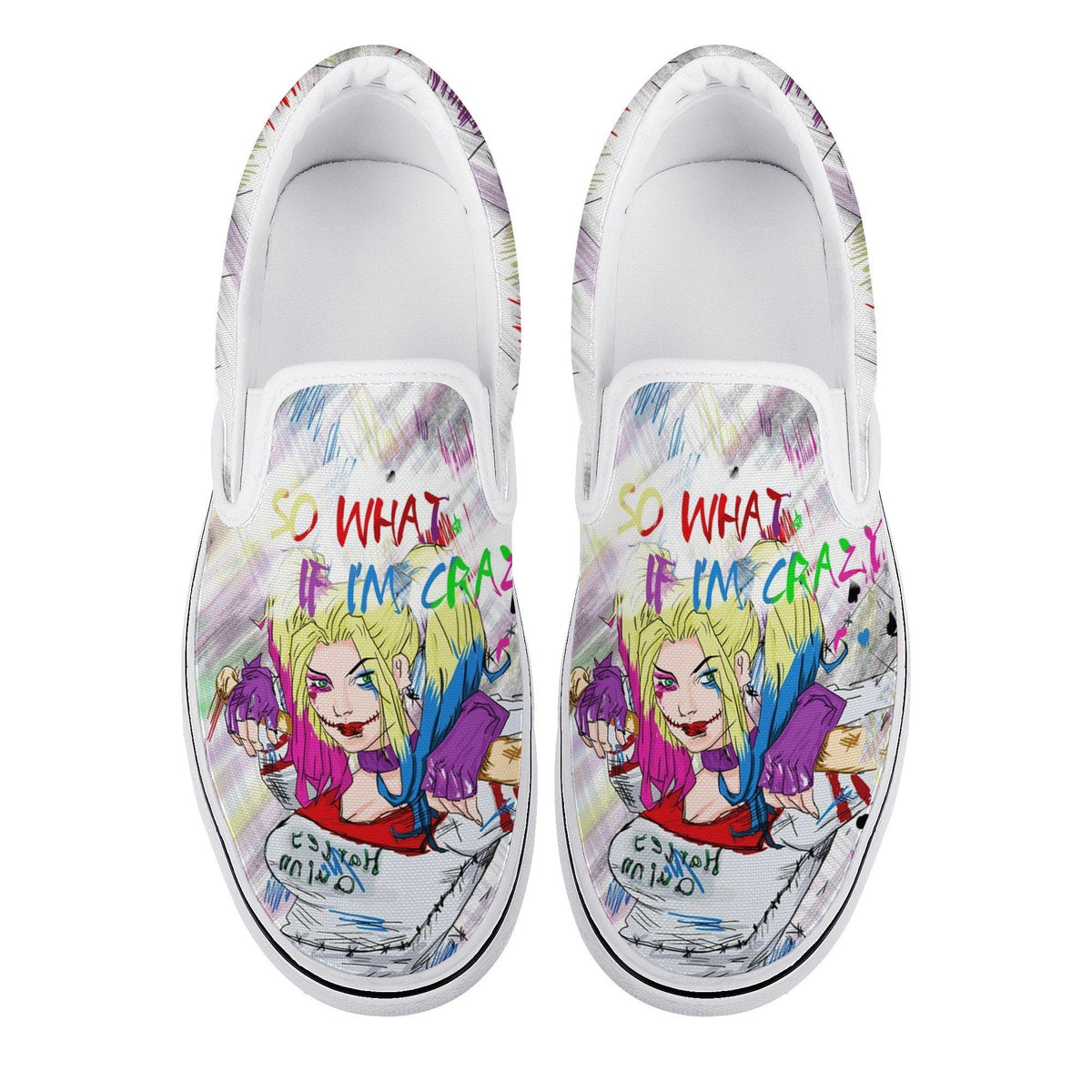 Harley Quinn Custom Vans Slip On Shoes