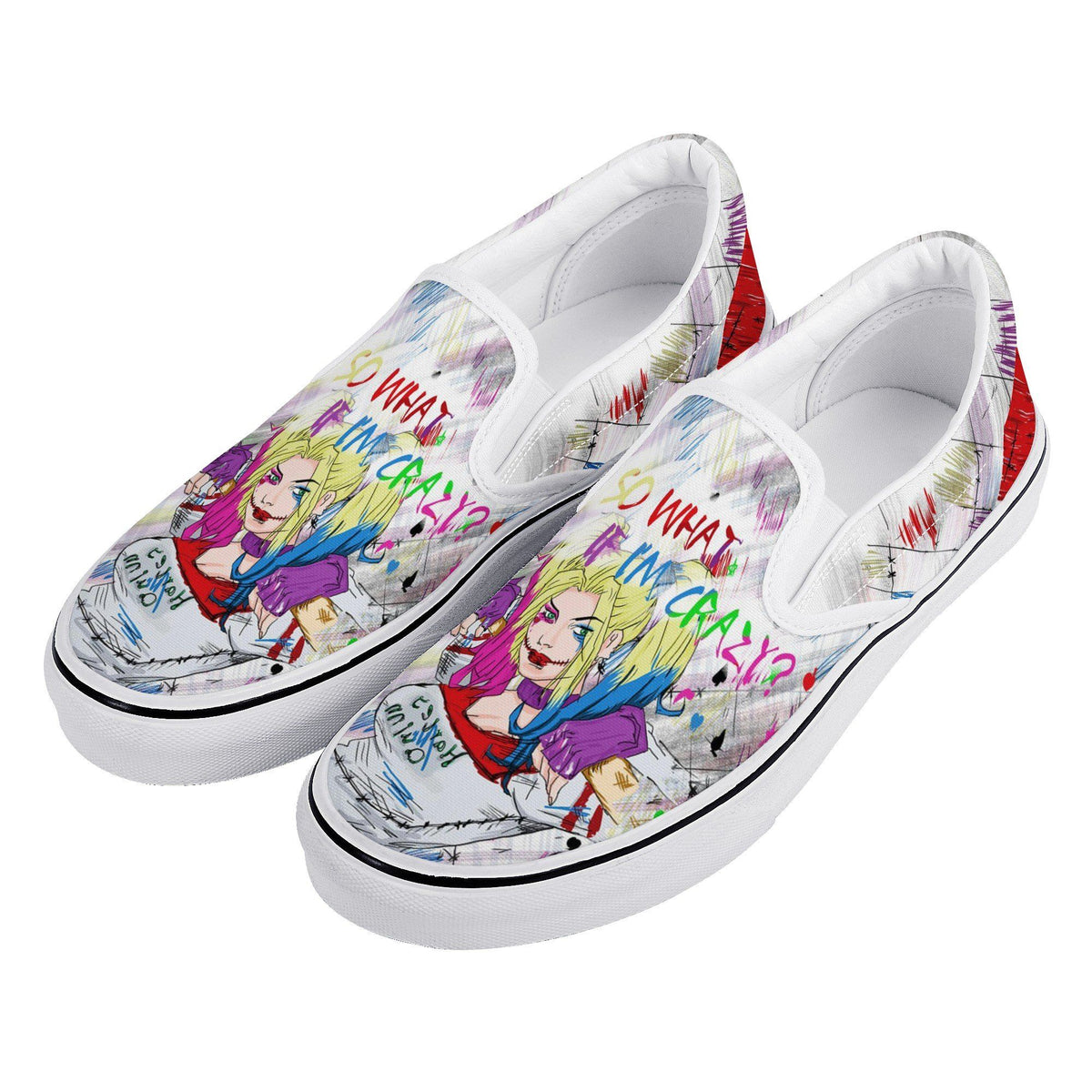 Harley Quinn Custom Vans Slip On Shoes