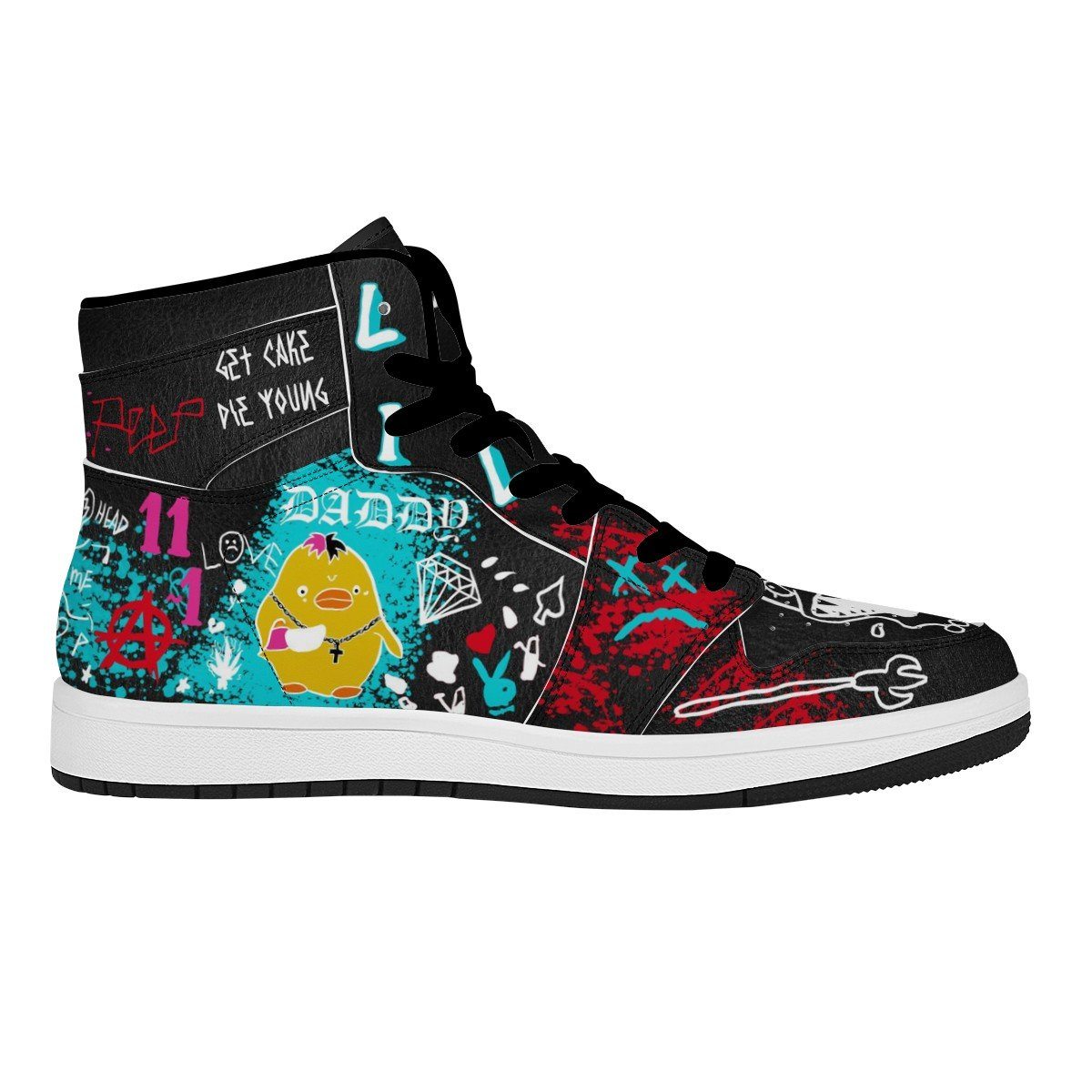 Hell Boy High Top Leather Sneaker Custom Jordan 1, Rapper, Lil Peep noxfan 