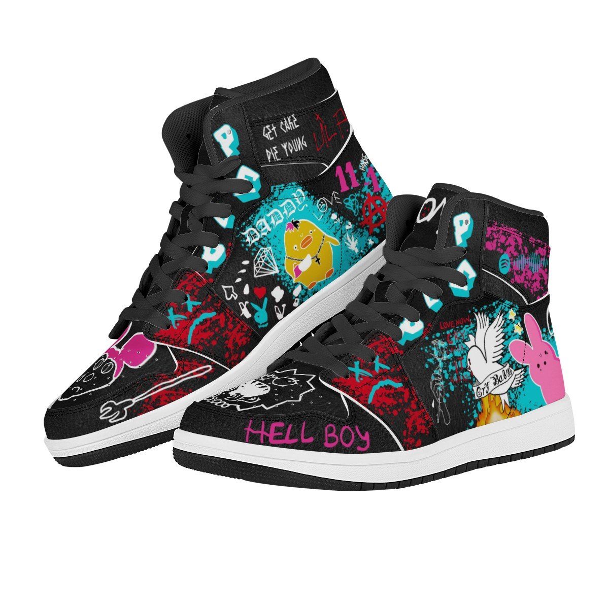 Hell Boy High Top Leather Sneaker Custom Jordan 1, Rapper, Lil Peep noxfan 
