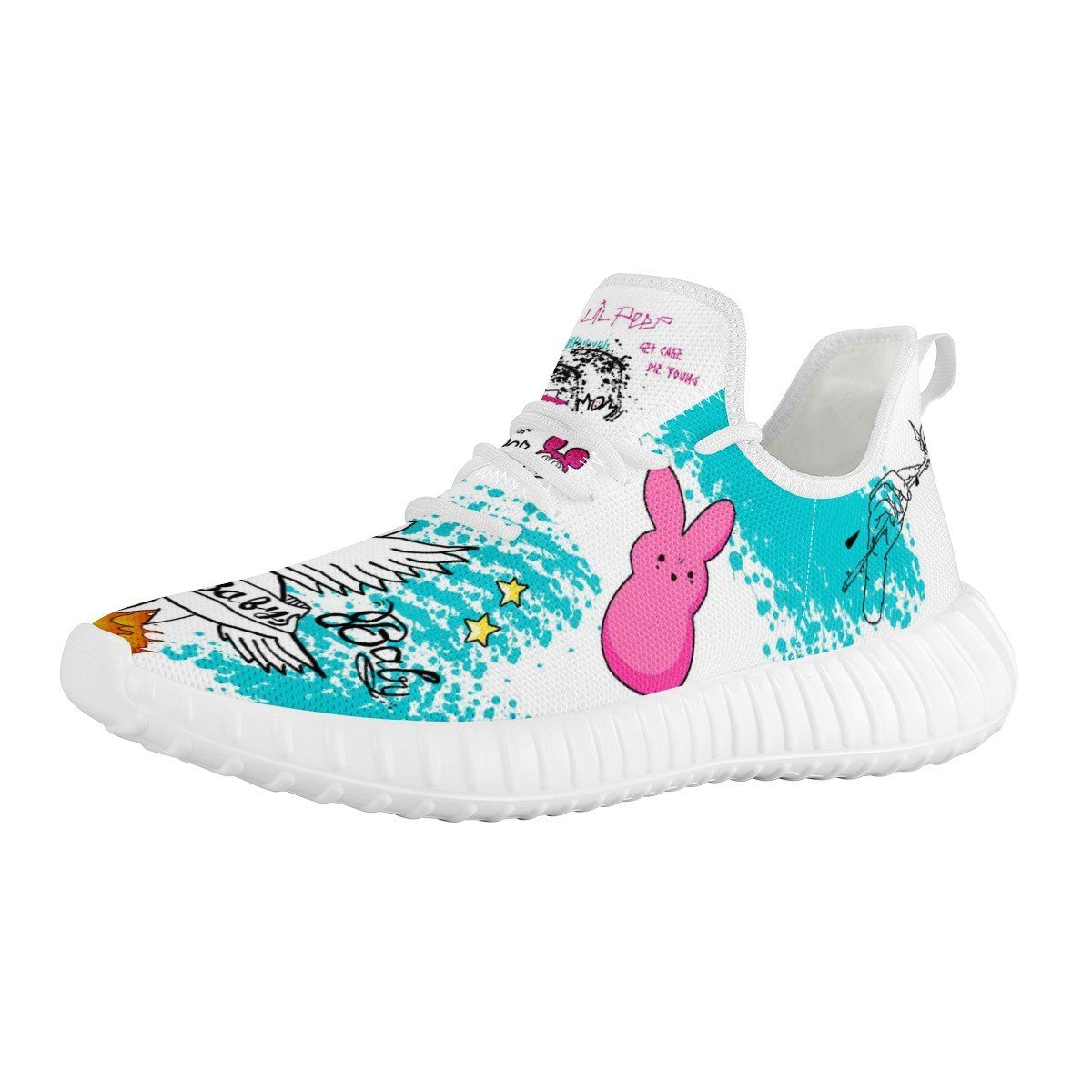Hell Boy Mesh Knit Sneaker Yeezy, Rapper, Lil Peep noxfan Women US5 (EU35) 