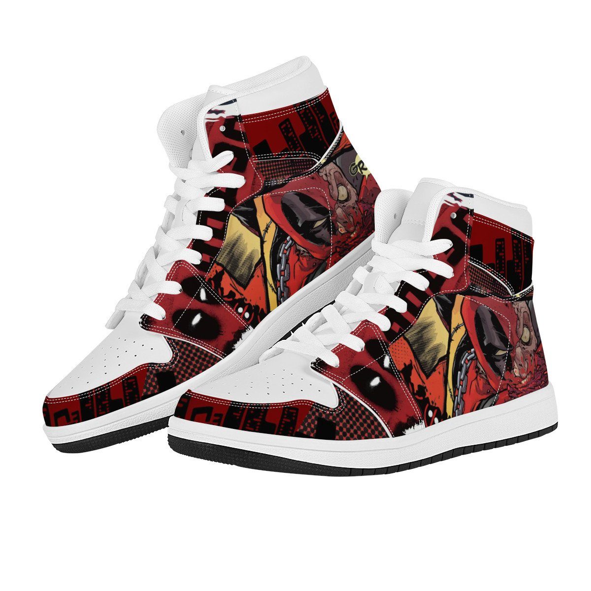 Hero High Top Leather Sneaker Custom Jordan 1, Deadpool noxfan 