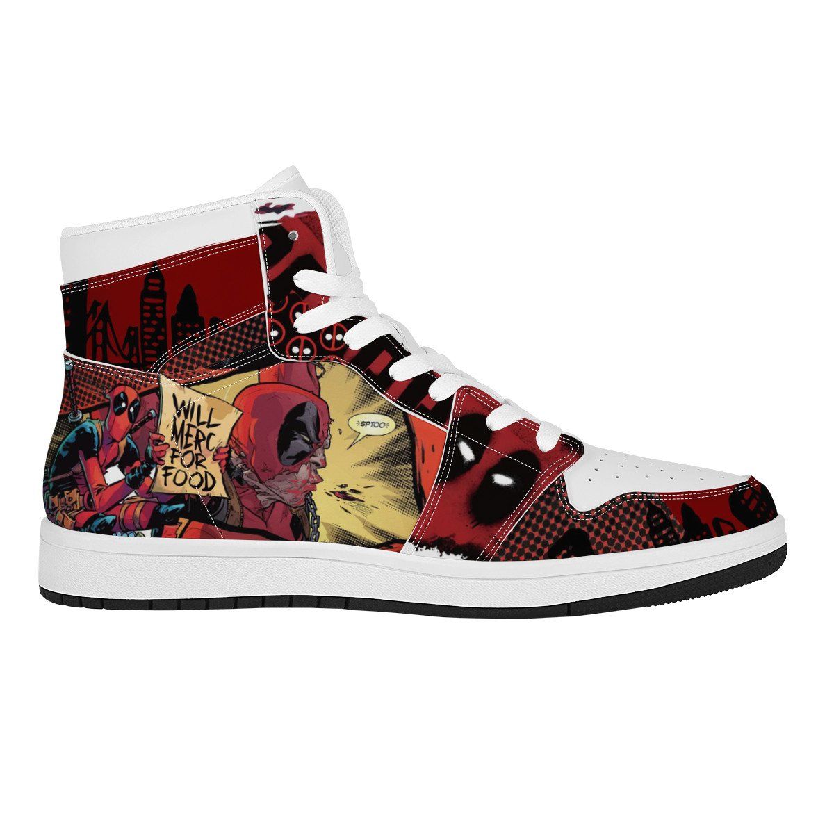 Hero High Top Leather Sneaker Custom Jordan 1, Deadpool noxfan 