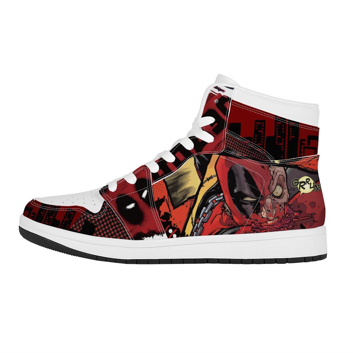 Hero High Top Leather Sneaker Custom Jordan 1, Deadpool noxfan Women US5.5 (EU36) 