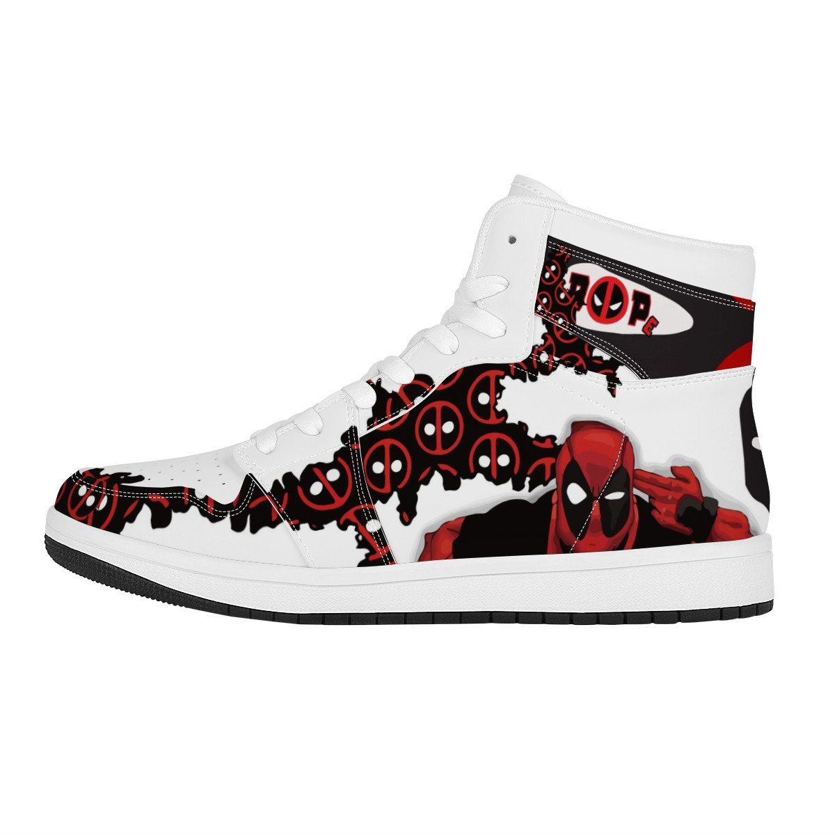 Hero High Top Leather Sneaker Custom Jordan 1, Deadpool noxfan Women US5.5 (EU36) 
