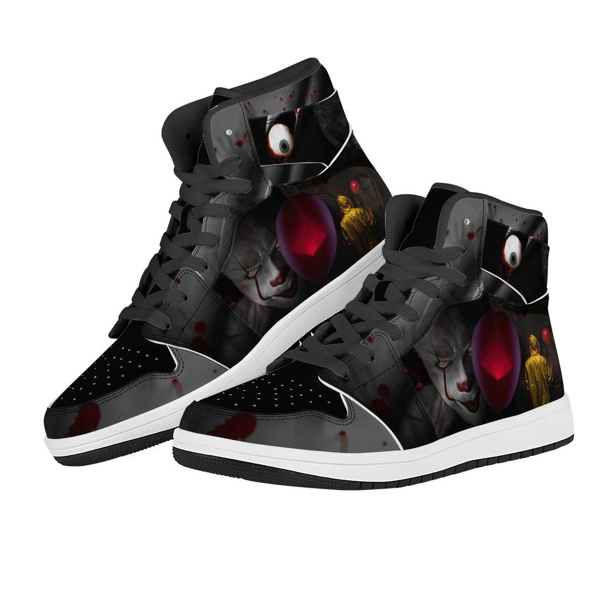 It High Top Leather Sneaker Custom Jordan 1, Horror, Pennywise noxfan 