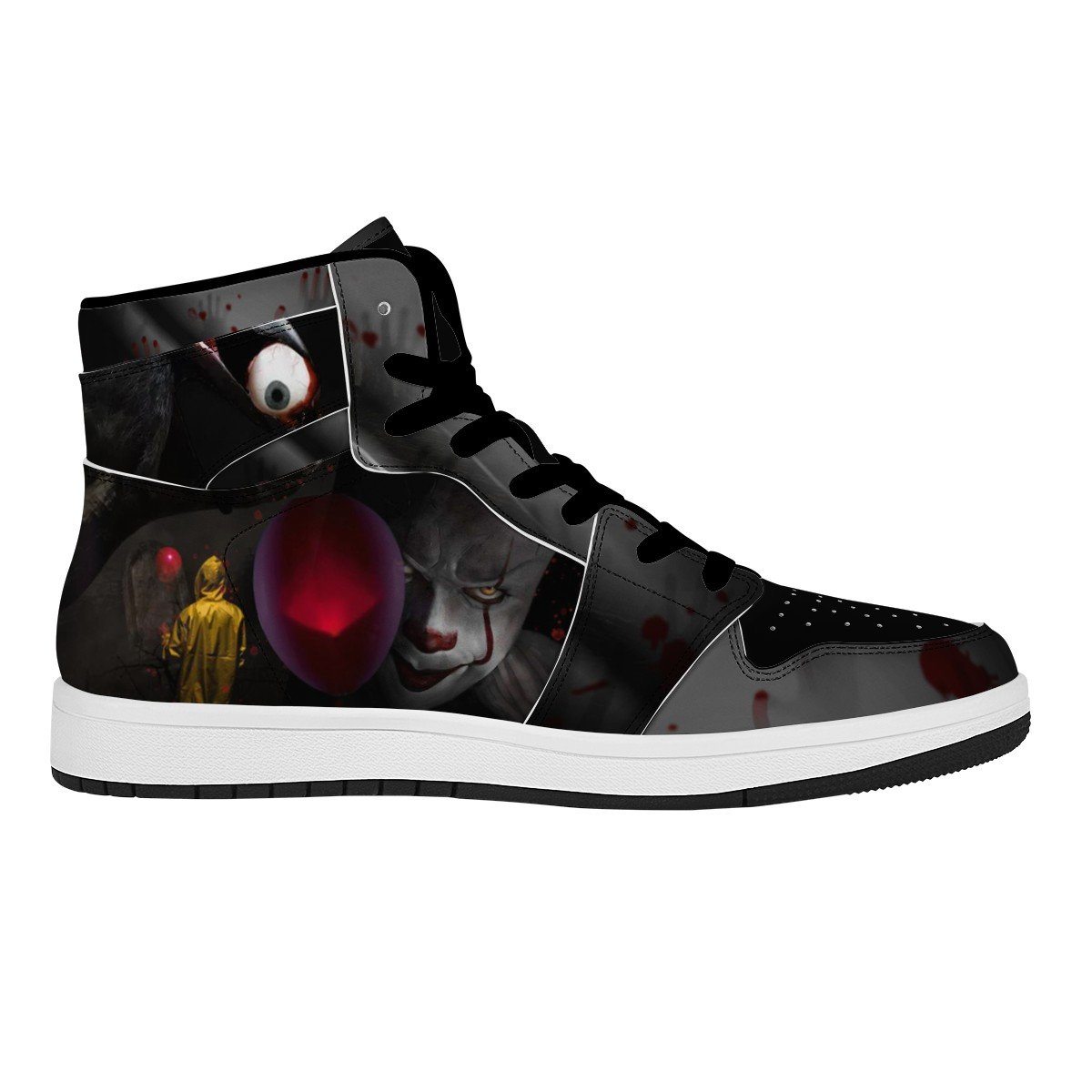 It High Top Leather Sneaker Custom Jordan 1, Horror, Pennywise noxfan 