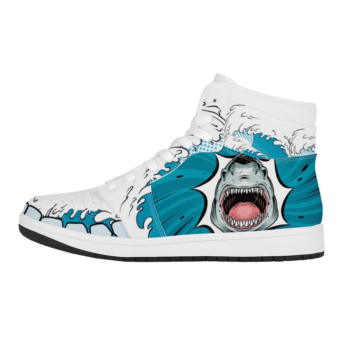 Jaws High Top Leather Sneaker Custom Jordan 1, Horror, Jaws noxfan Women US5.5 (EU36) 