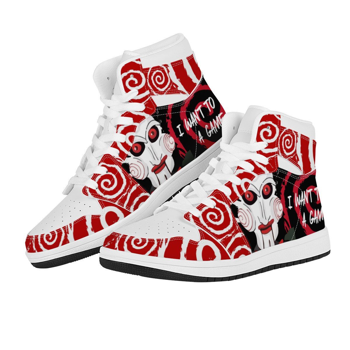 Jigsaw High Top Leather Sneaker Custom Jordan 1, Horror, Jigsaw noxfan 