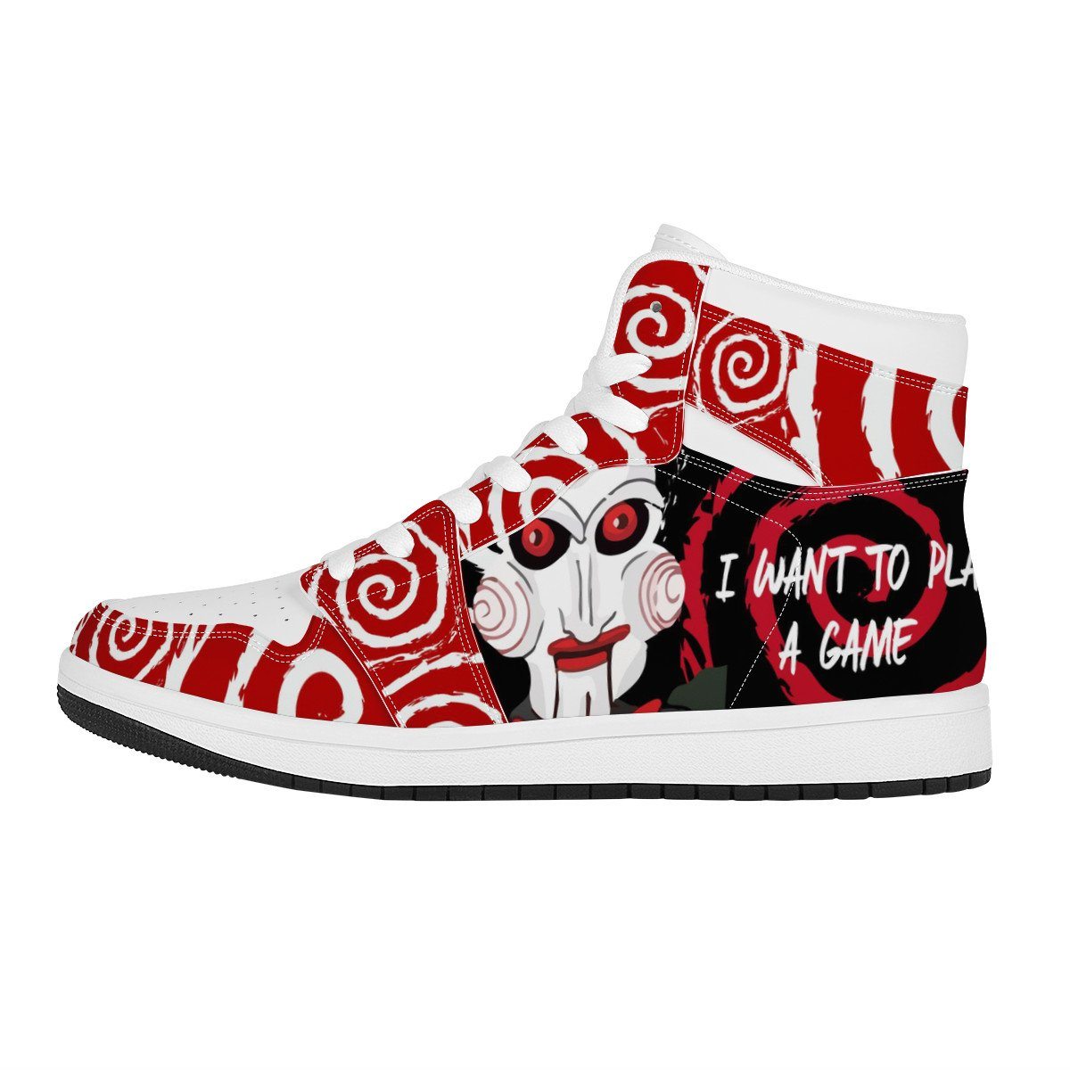 Jigsaw High Top Leather Sneaker Custom Jordan 1, Horror, Jigsaw noxfan Women US5.5 (EU36) 
