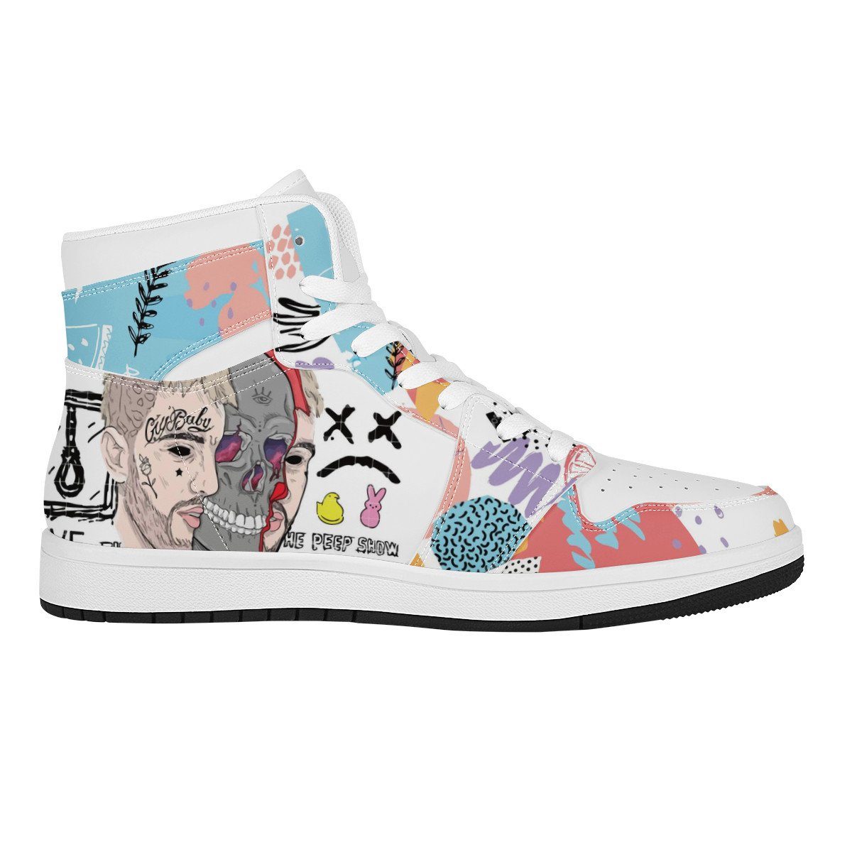 Lil Peep High Top Leather Sneaker Custom jordan 1, Rapper, Lil Peep noxfan 