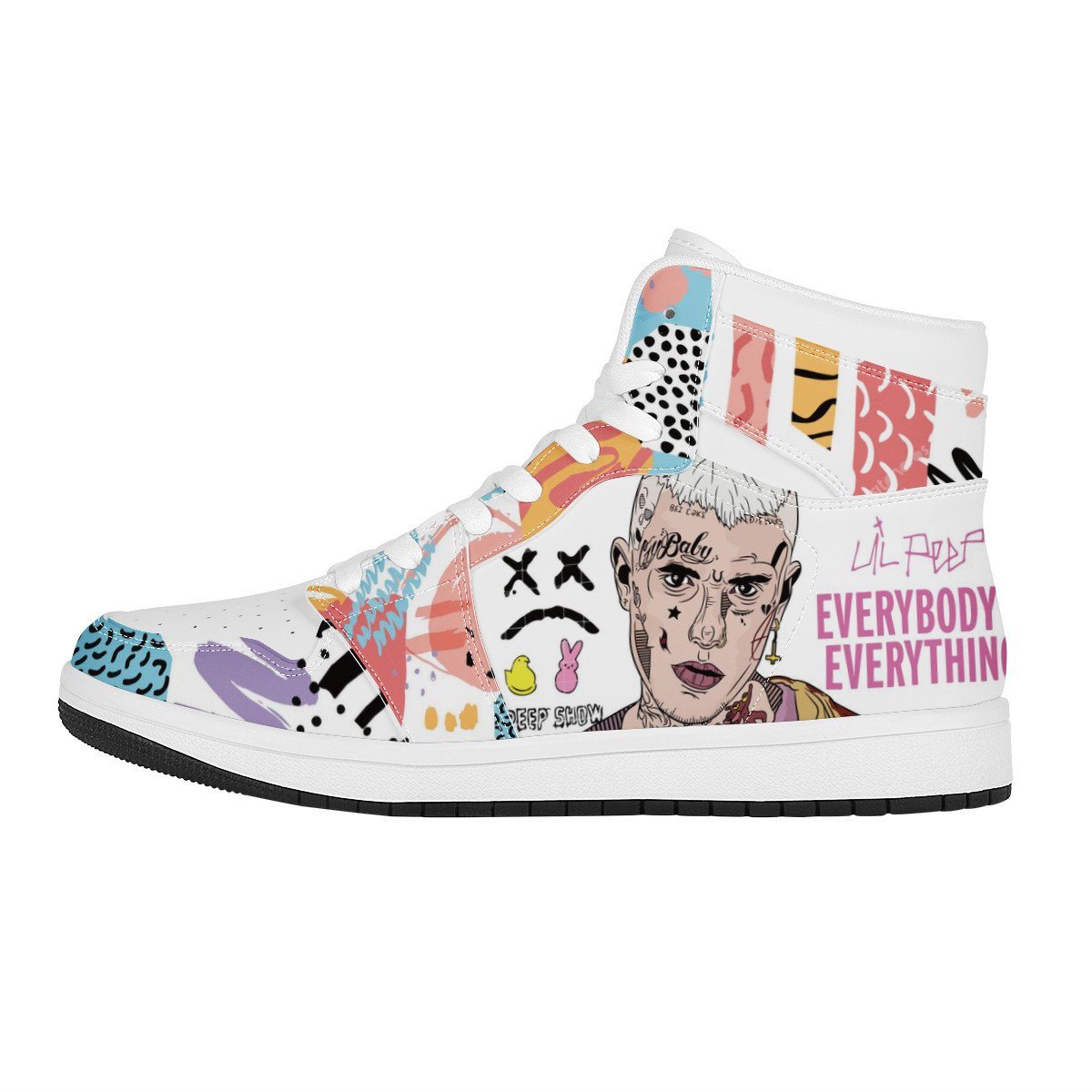 Lil Peep High Top Leather Sneaker Custom jordan 1, Rapper, Lil Peep noxfan Women US5.5 (EU36) 