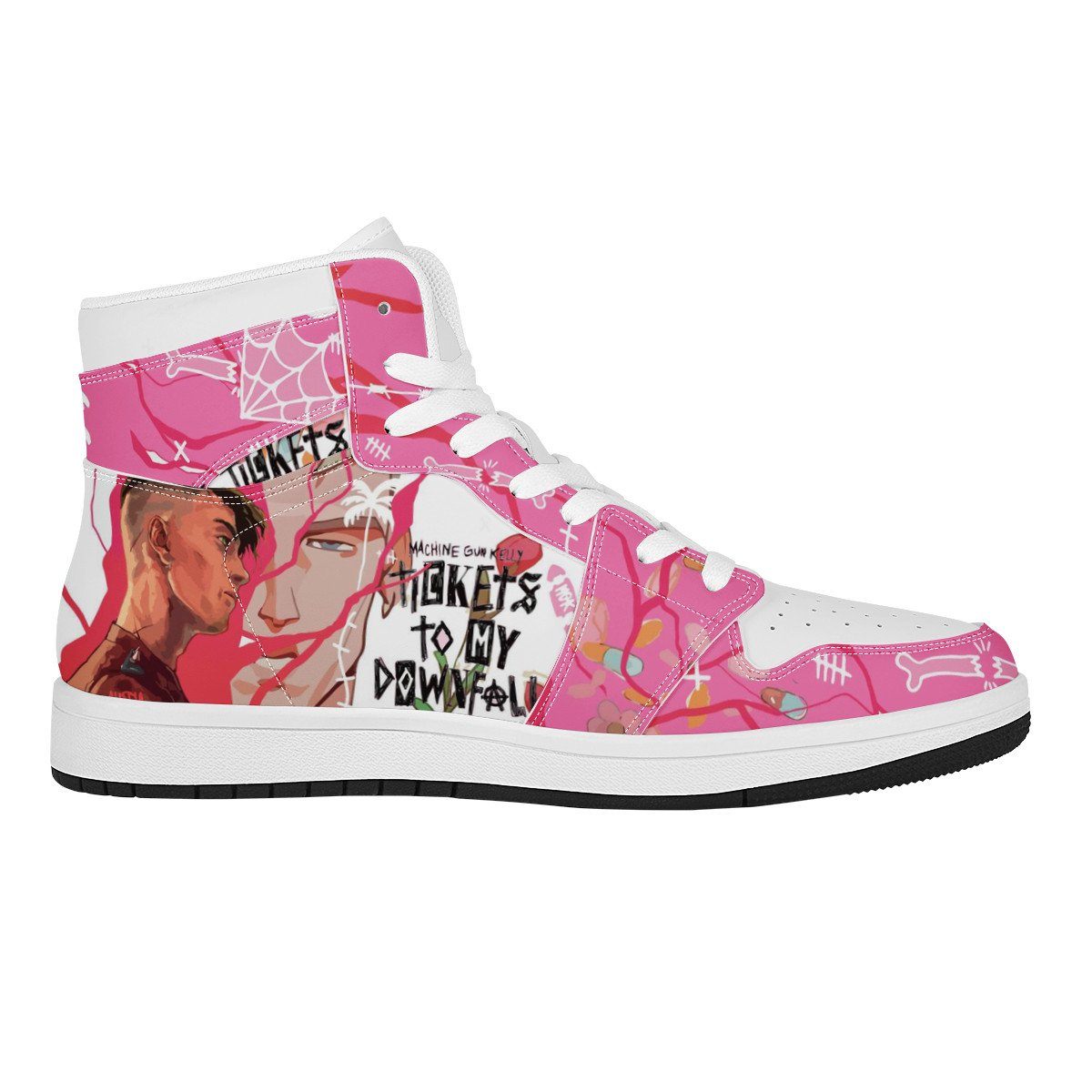 Machine Gun Kelly High Top Leather Sneaker Custom Jordan 1, Rapper, Machine Gun Kelly noxfan 