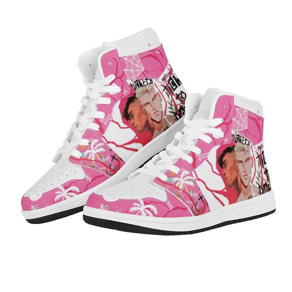 Machine Gun Kelly High Top Leather Sneaker Custom Jordan 1, Rapper, Machine Gun Kelly noxfan 