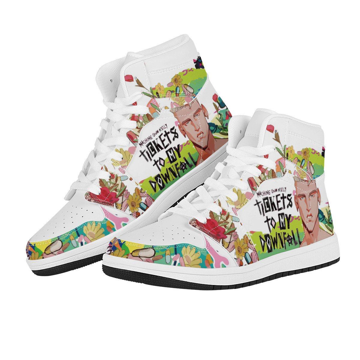 Machine Gun Kelly High Top Leather Sneaker Custom Jordan 1, Rapper, Machine Gun Kelly noxfan 