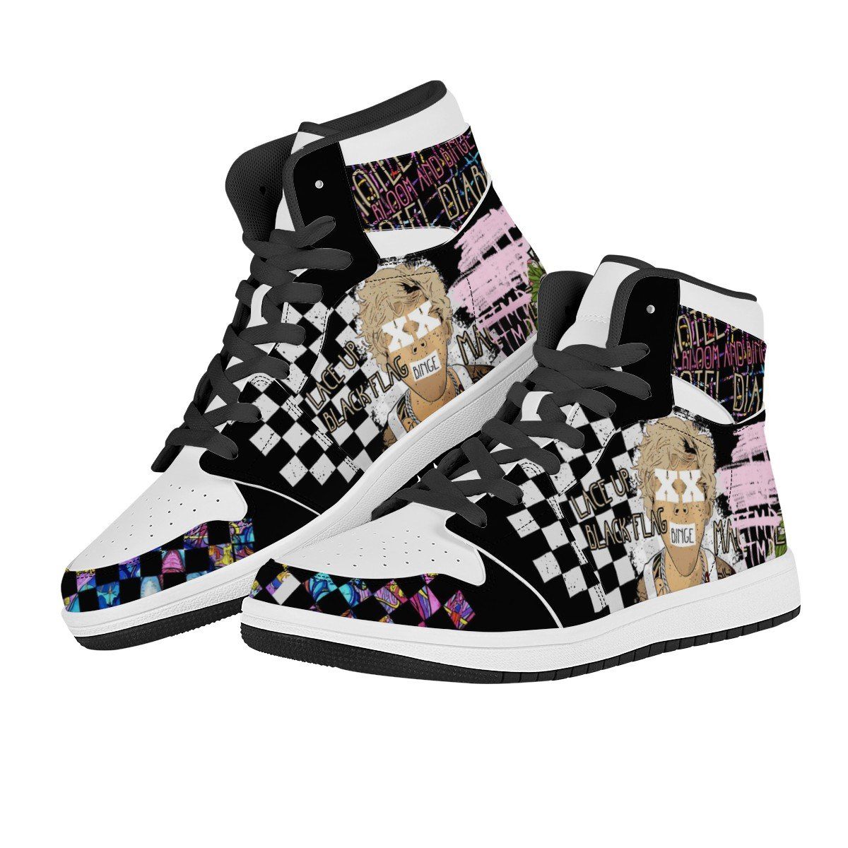 Machine Gun Kelly High Top Leather Sneaker Custom jordan 1, Rapper, Machine Gun Kelly noxfan 
