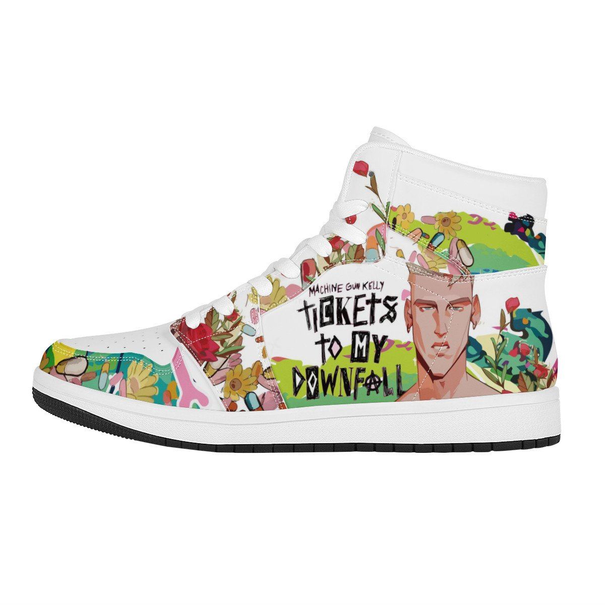 Machine Gun Kelly High Top Leather Sneaker Custom Jordan 1, Rapper, Machine Gun Kelly noxfan Women US5.5 (EU36) 