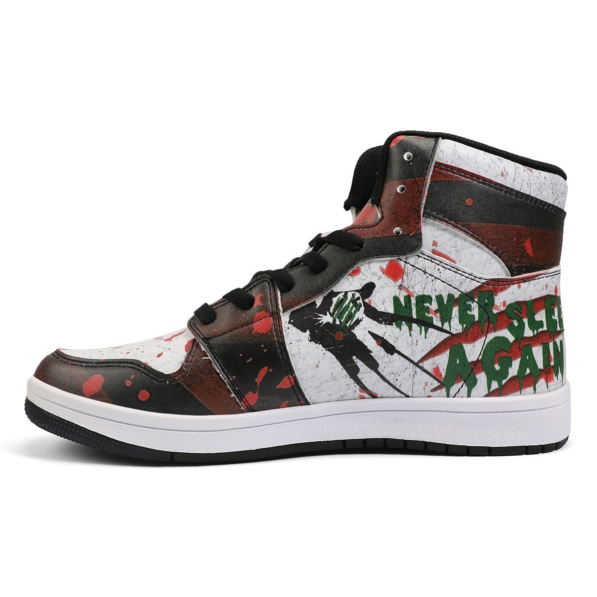 Never Sleep Again High Top Leather Sneaker Custom Jordan 1, Horror, A Nightmare On Elm Street noxfan 