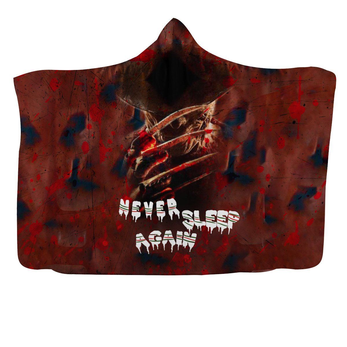 Never Sleep Again Hooded Blanket Hooded Blanket, Horror, A Nightmare On Elm Street noxfan 