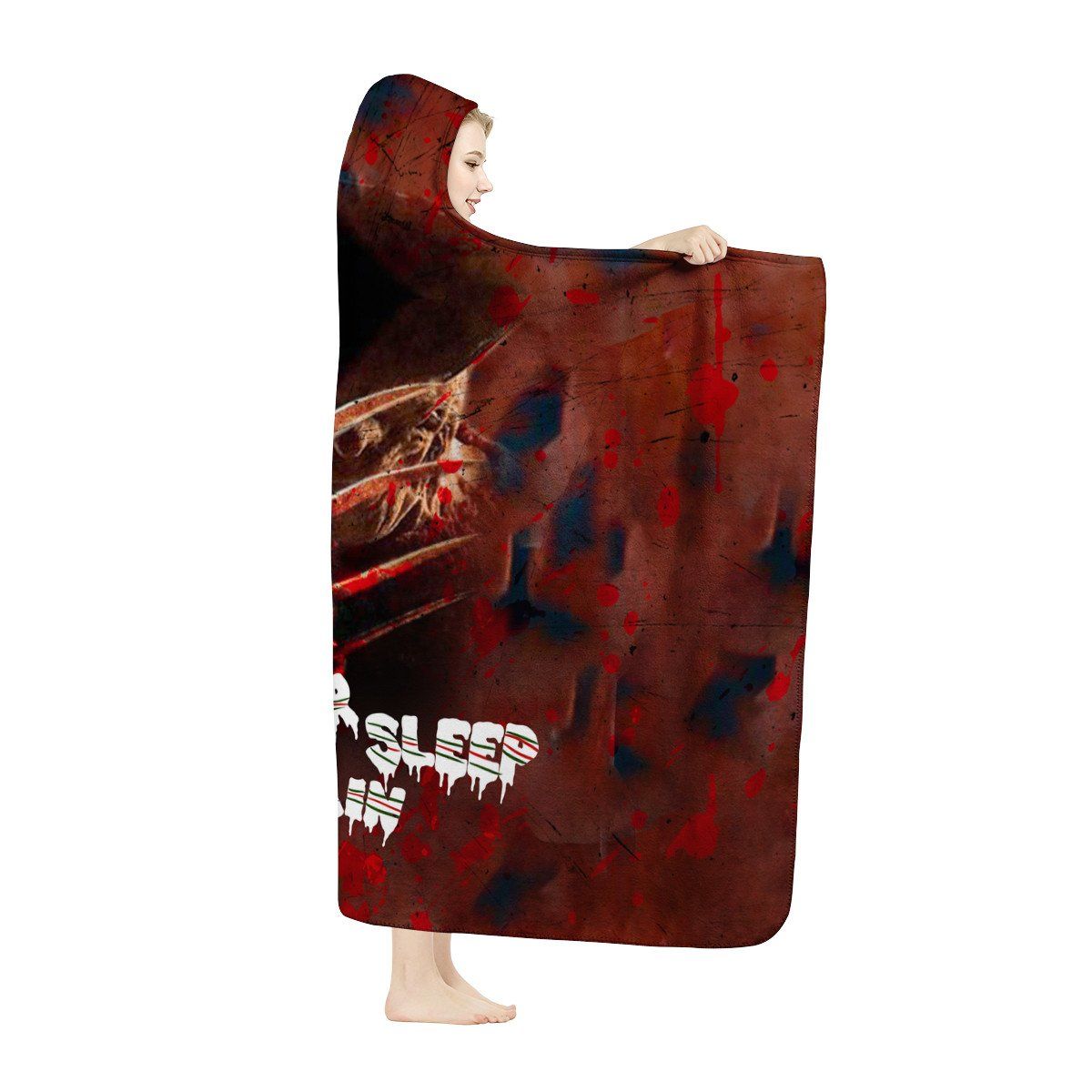 Never Sleep Again Hooded Blanket Hooded Blanket, Horror, A Nightmare On Elm Street noxfan 