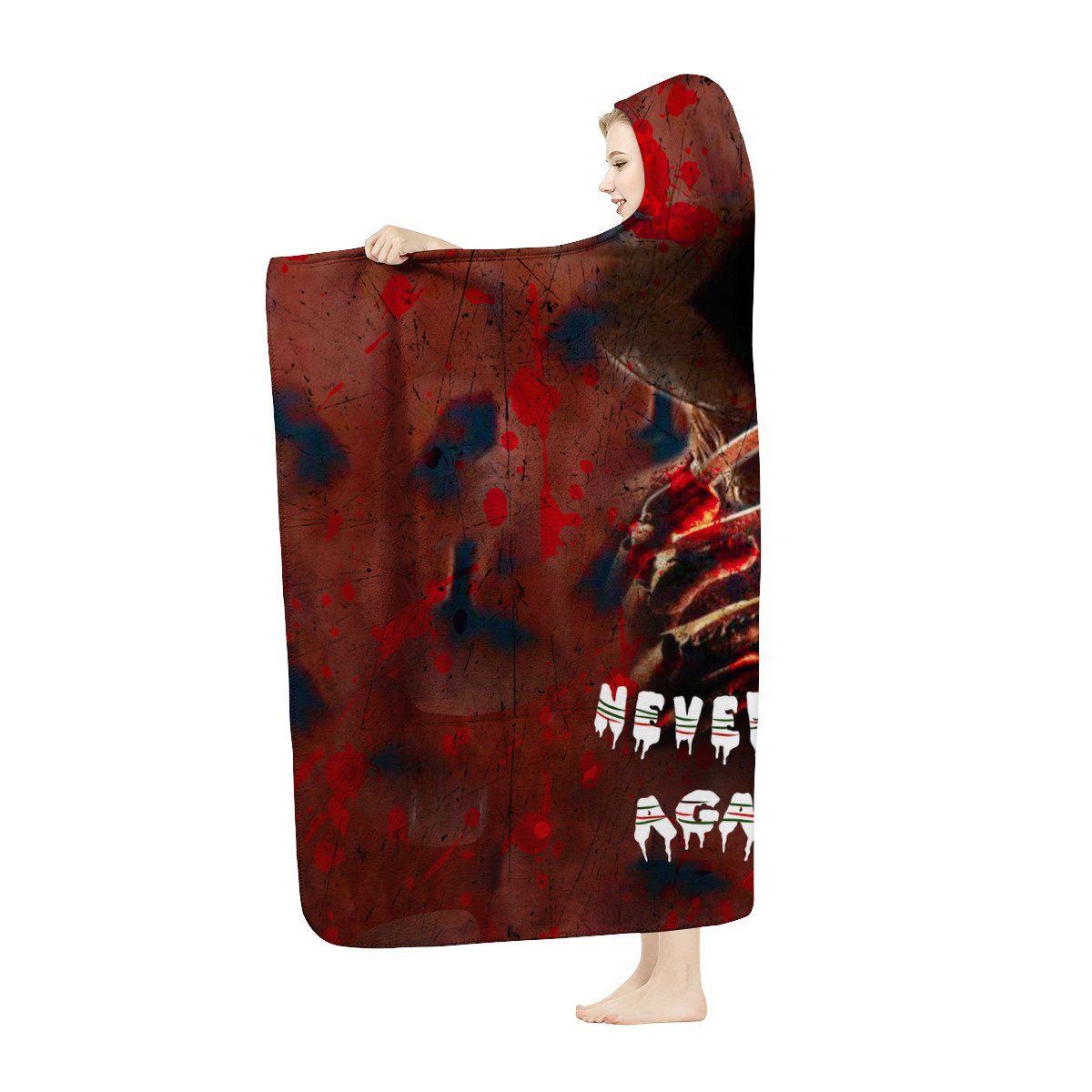 Never Sleep Again Hooded Blanket Hooded Blanket, Horror, A Nightmare On Elm Street noxfan 