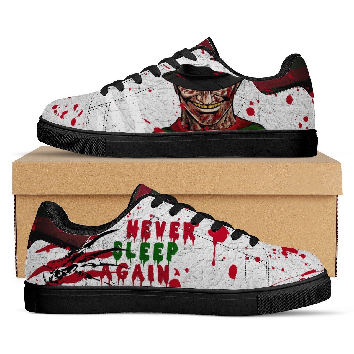 Never Sleep Again Low Top Sneaker Stan Smith, Horror, Freddy Krueger noxfan Women US5.5 (EU36) 