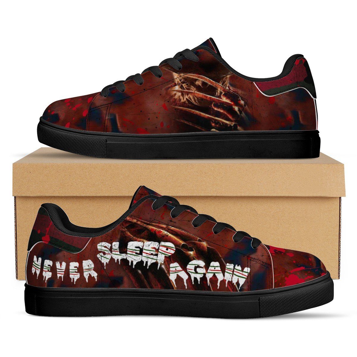 Never Sleep Again Low Top Sneaker Stan Smith, Horror, Freddy Krueger noxfan Women US5.5 (EU36) 