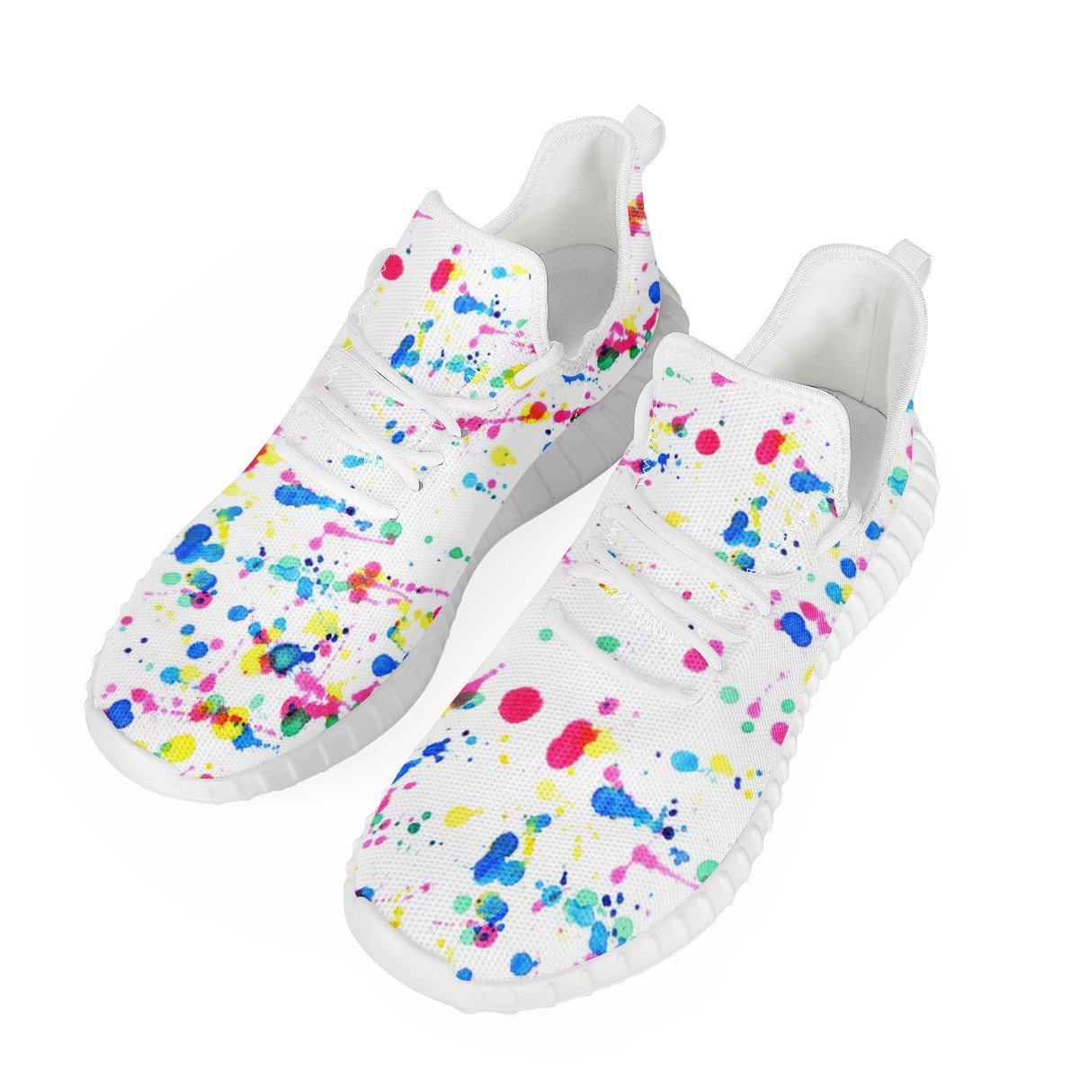 Paint Splattered Mesh Knit Sneaker Yeezy, Splatter noxfan Women US5 (EU35) 