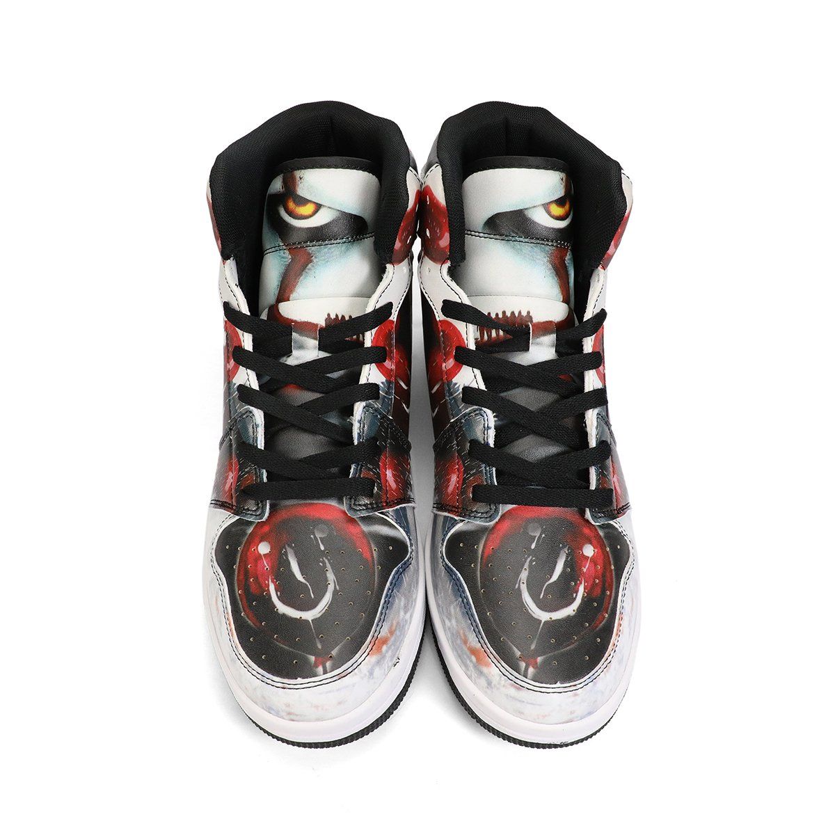 Pennywise High Top Leather Sneaker Custom Jordan 1, Horror, Pennywise noxfan 