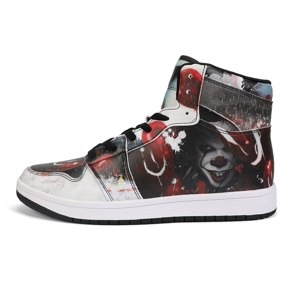Pennywise High Top Leather Sneaker Custom Jordan 1, Horror, Pennywise noxfan 
