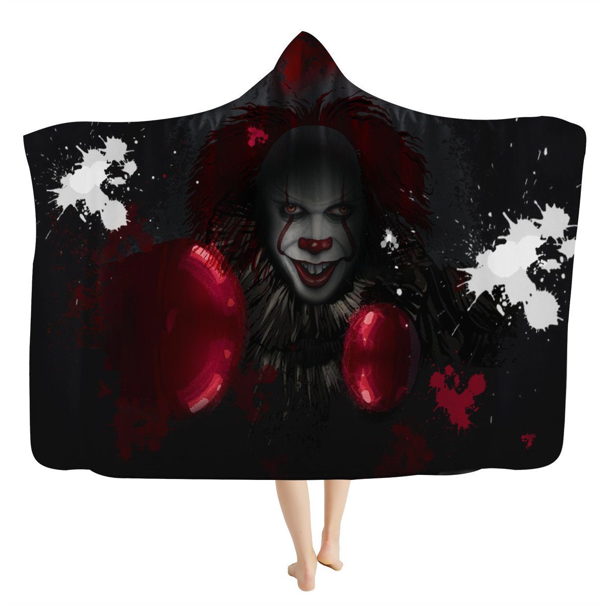 Pennywise Hooded Blanket Hooded Blanket, Horror, Pennywise noxfan Kids (45&quot;T x 60&quot;W) 