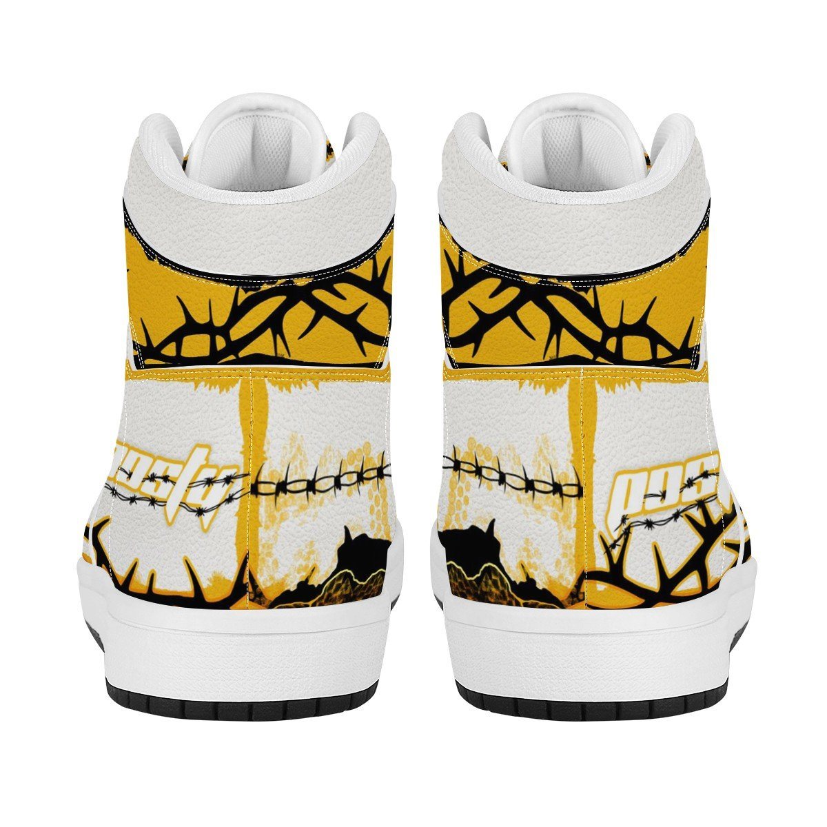 PM High Top Leather Sneaker Custom Jordan 1, Rapper, Post Malone noxfan 