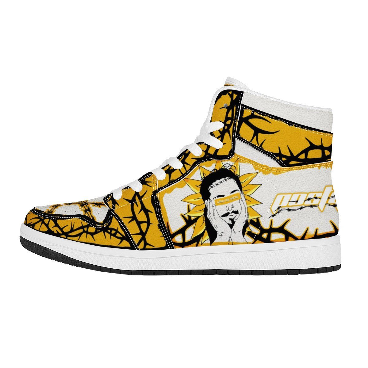 PM High Top Leather Sneaker Custom Jordan 1, Rapper, Post Malone noxfan Women US5.5 (EU36) 