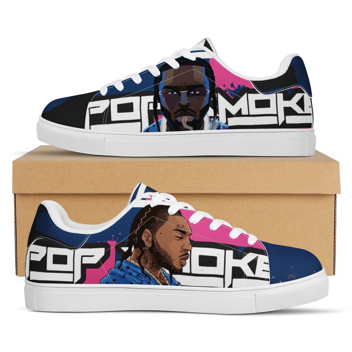 Pop Smoke Low Top Sneaker Stan Smith, Rapper, Pop Smoke noxfan Women US5.5 (EU36) 