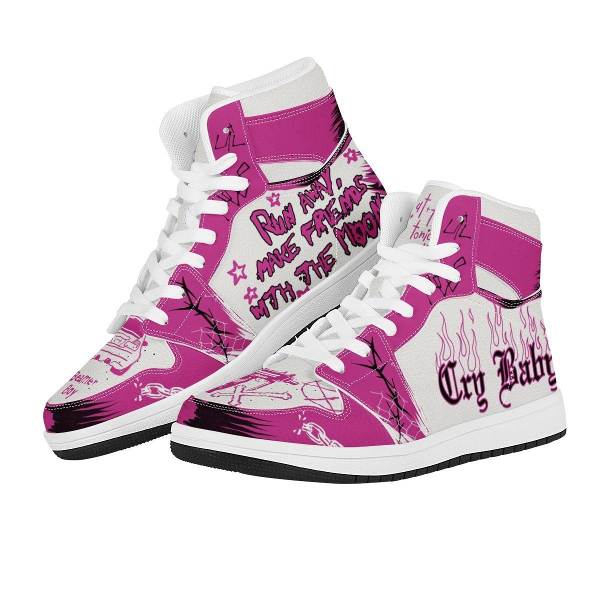 Runaway High Top Leather Sneaker Custom Jordan 1, Rapper, Lil Peep noxfan 