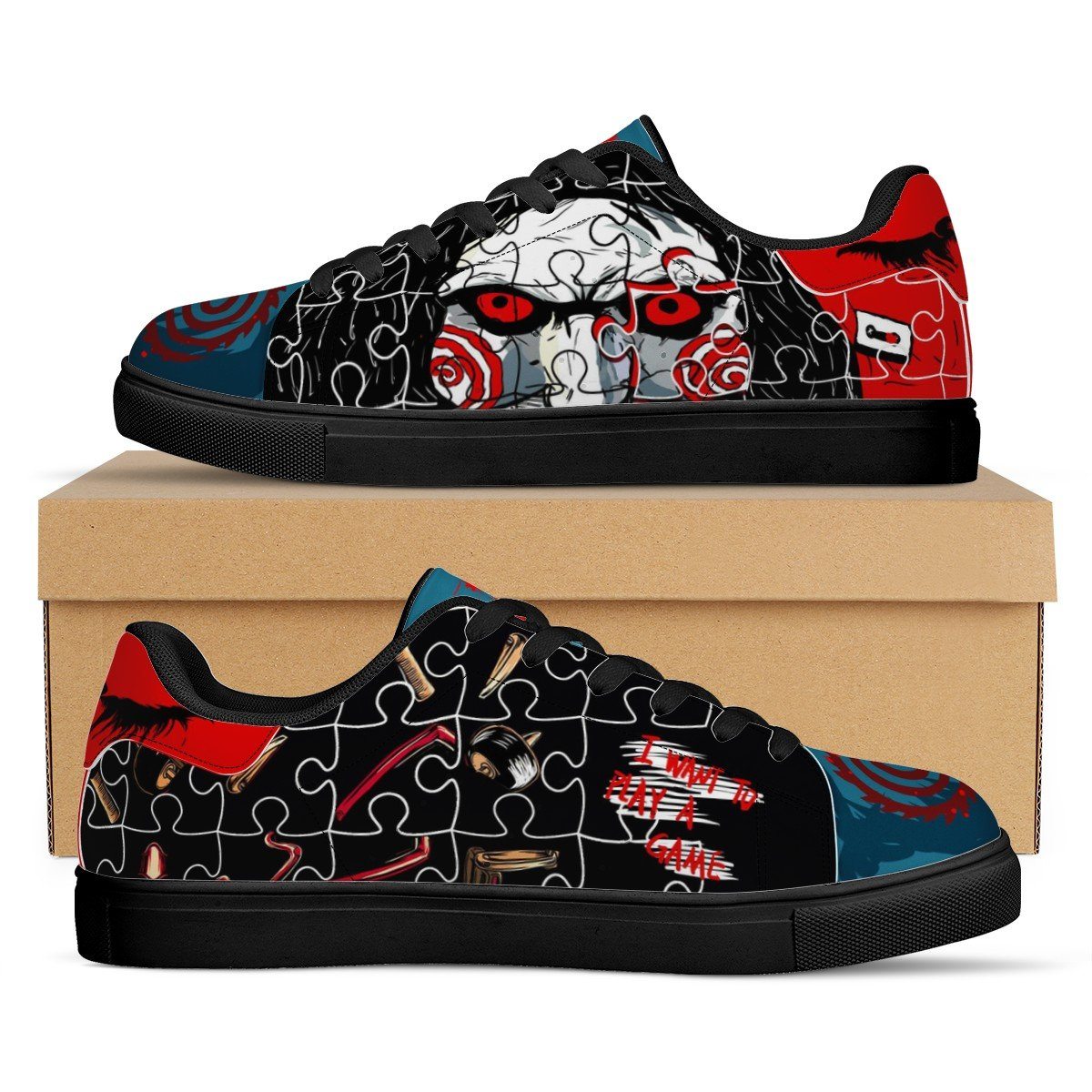 Saw Low Top Sneaker Stan Smith, Horror, SAW noxfan Women US5.5 (EU36) 