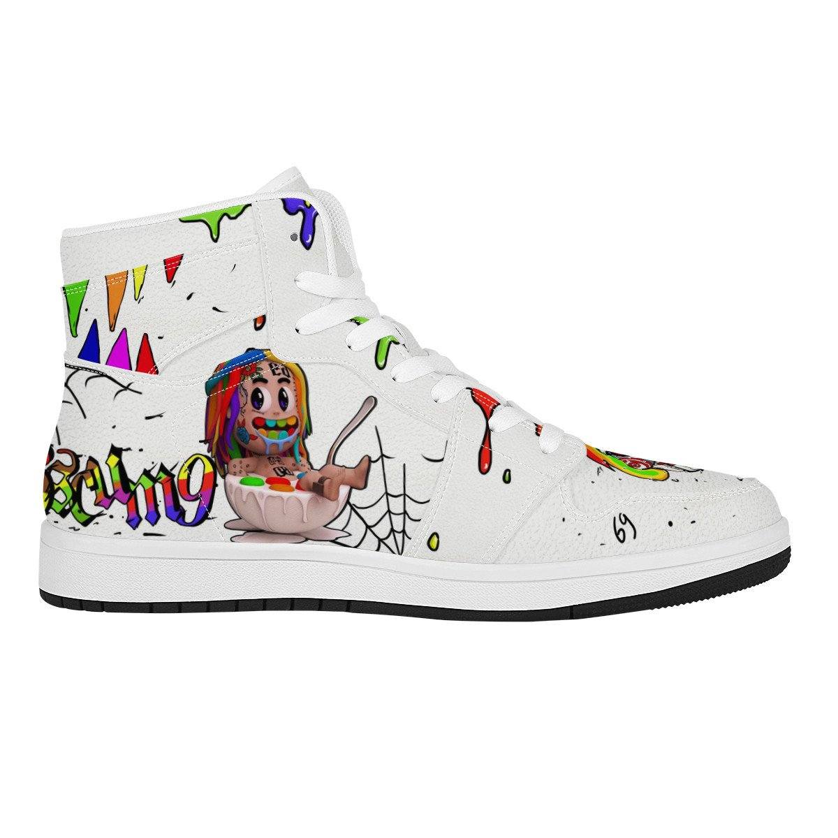 sixnine High Top Leather Sneaker Custom Jordan 1, Rapper, 6ix9ine noxfan 