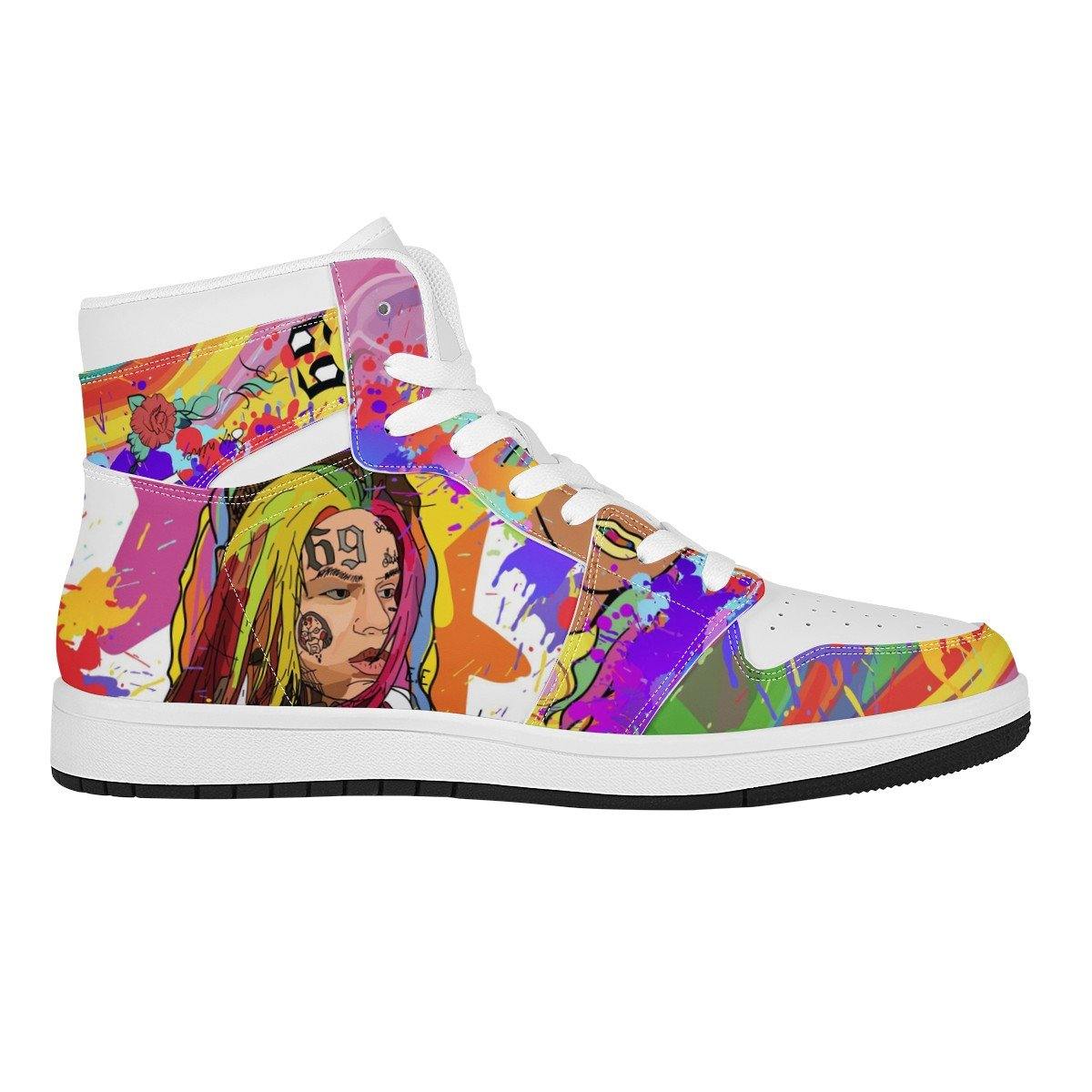 Sixnine High Top Leather Sneaker Custom Jordan 1, Rapper, 6ix9ine noxfan 
