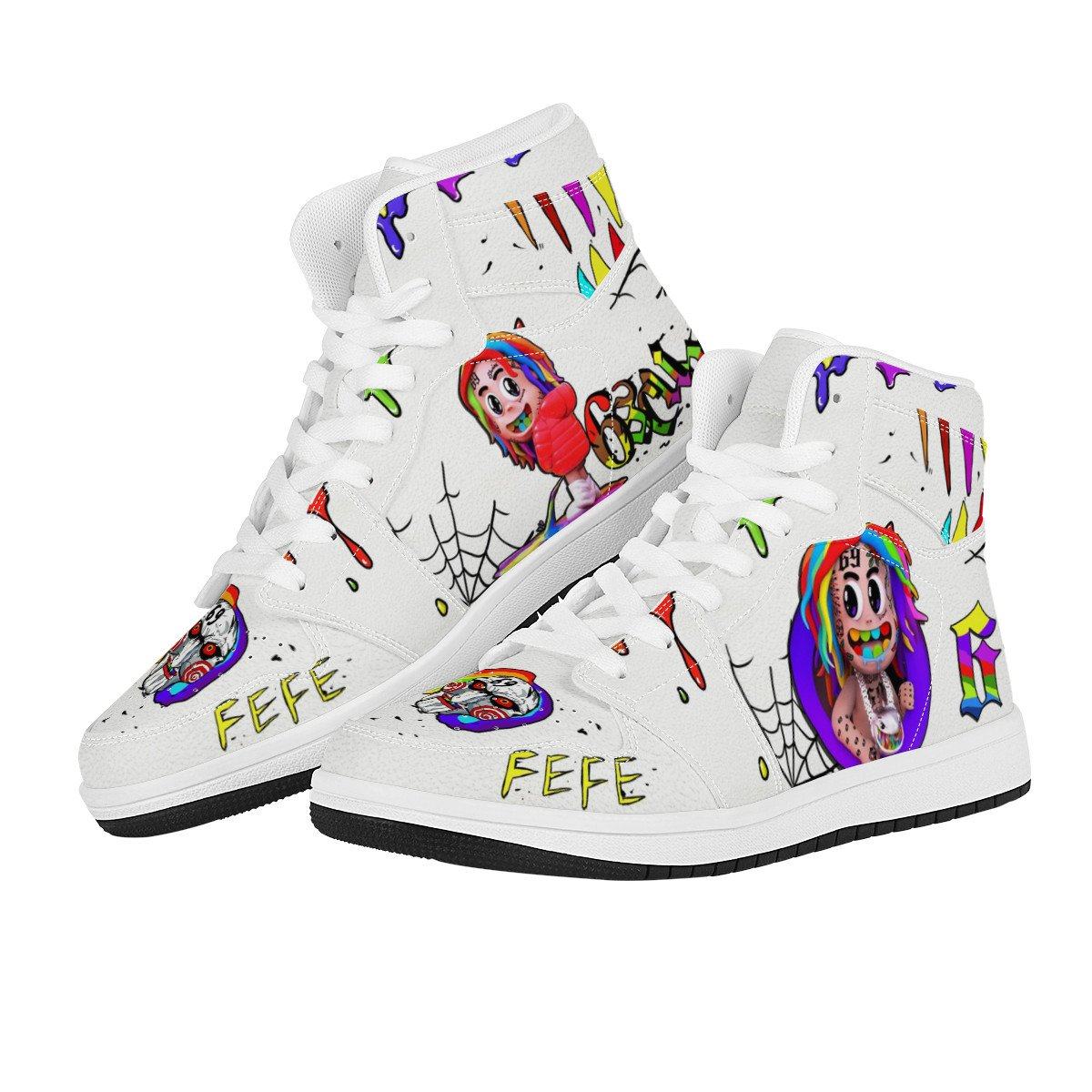 sixnine High Top Leather Sneaker Custom Jordan 1, Rapper, 6ix9ine noxfan 