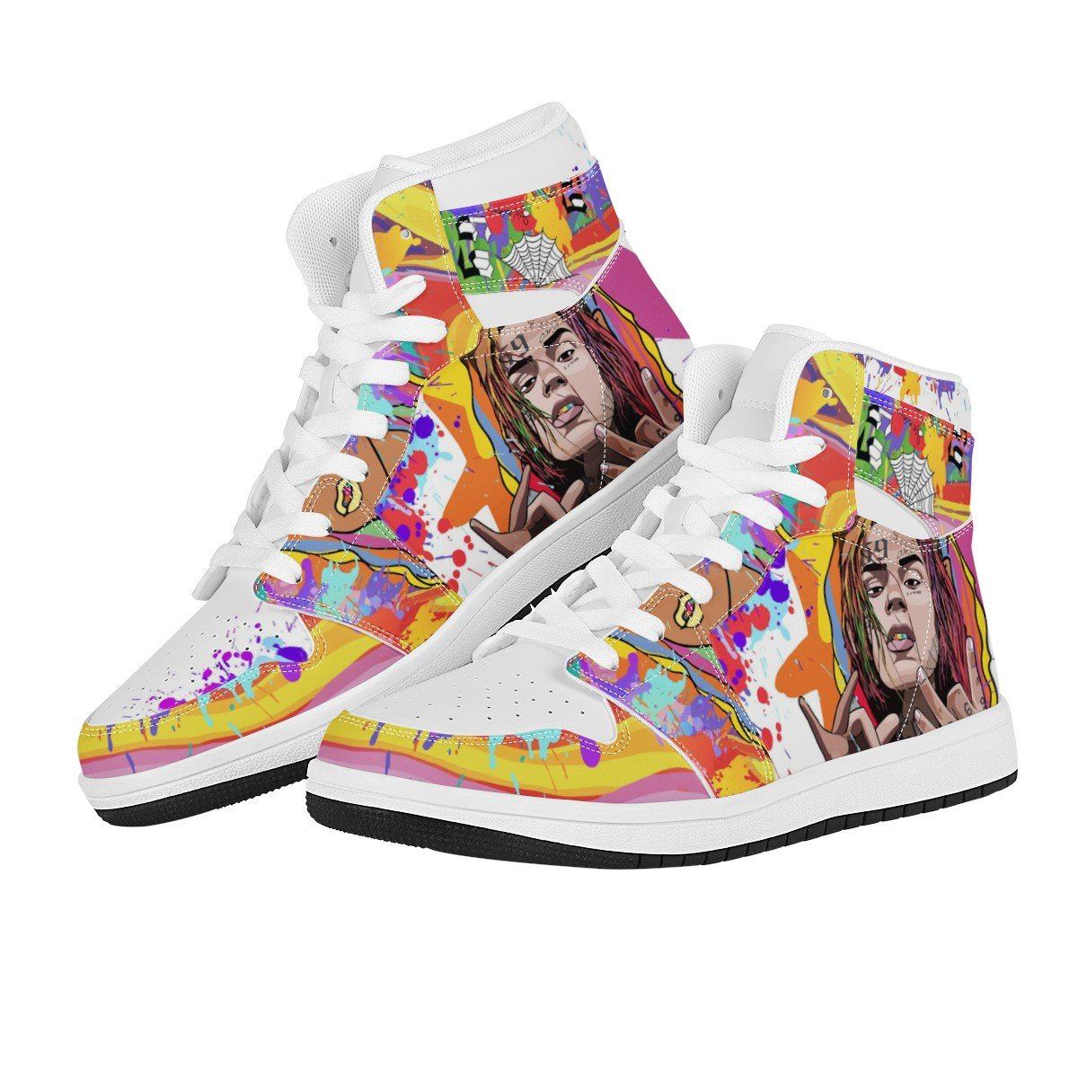 Sixnine High Top Leather Sneaker Custom Jordan 1, Rapper, 6ix9ine noxfan 