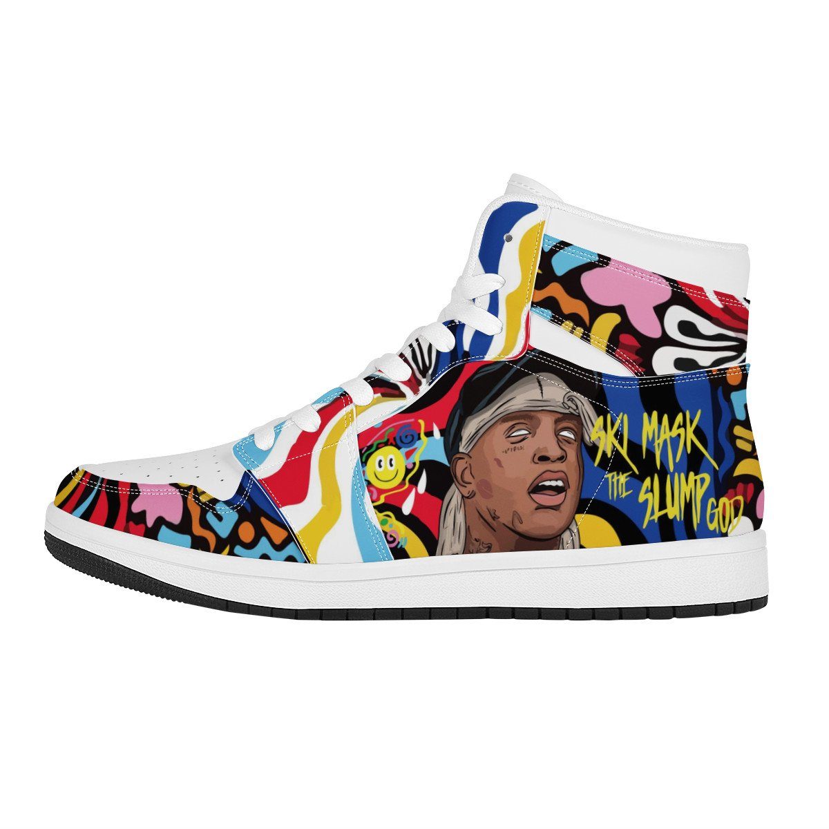 Ski Mask the Slump God High Top Leather Sneaker Custom Jordan 1, Rapper, Ski Mask the Slump God noxfan Women US5.5 (EU36) 