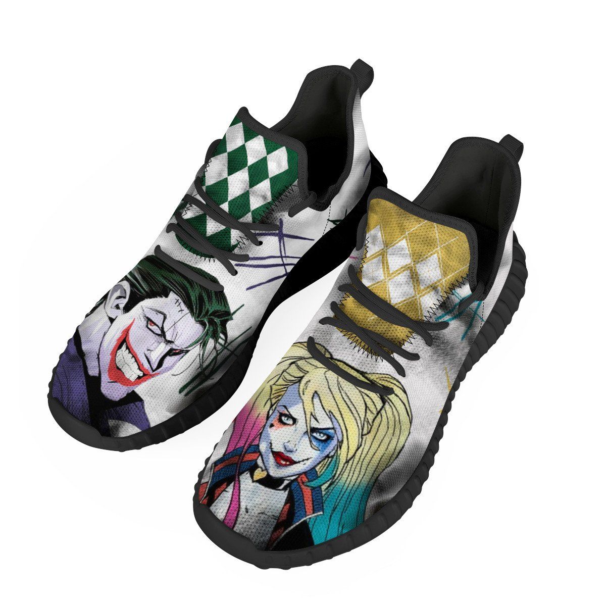 Suicide Squad Mesh Knit Sneakers Yeezy, Harley Quinn noxfan Women US5 (EU35) 