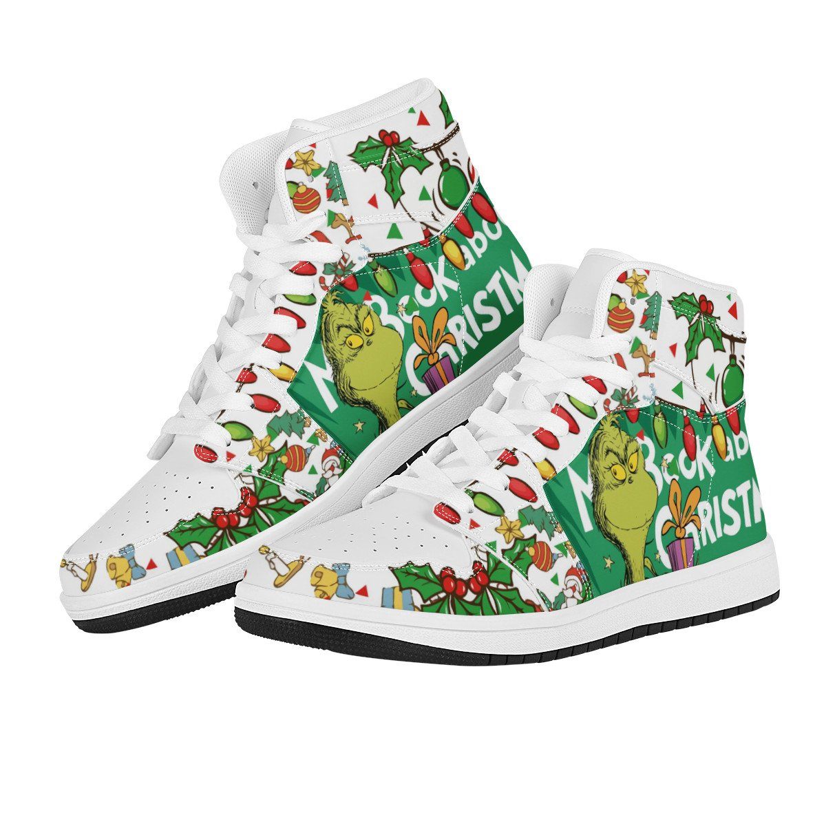 The Grinch Gift High Top Leather Sneaker Custom Jordan 1, How the Grinch Stole Christmas noxfan 