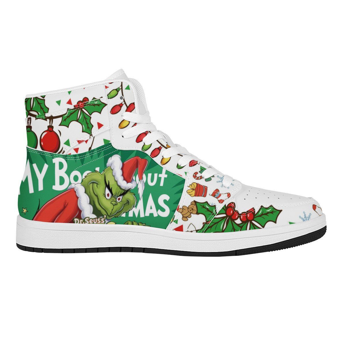 The Grinch Gift High Top Leather Sneaker Custom Jordan 1, How the Grinch Stole Christmas noxfan 