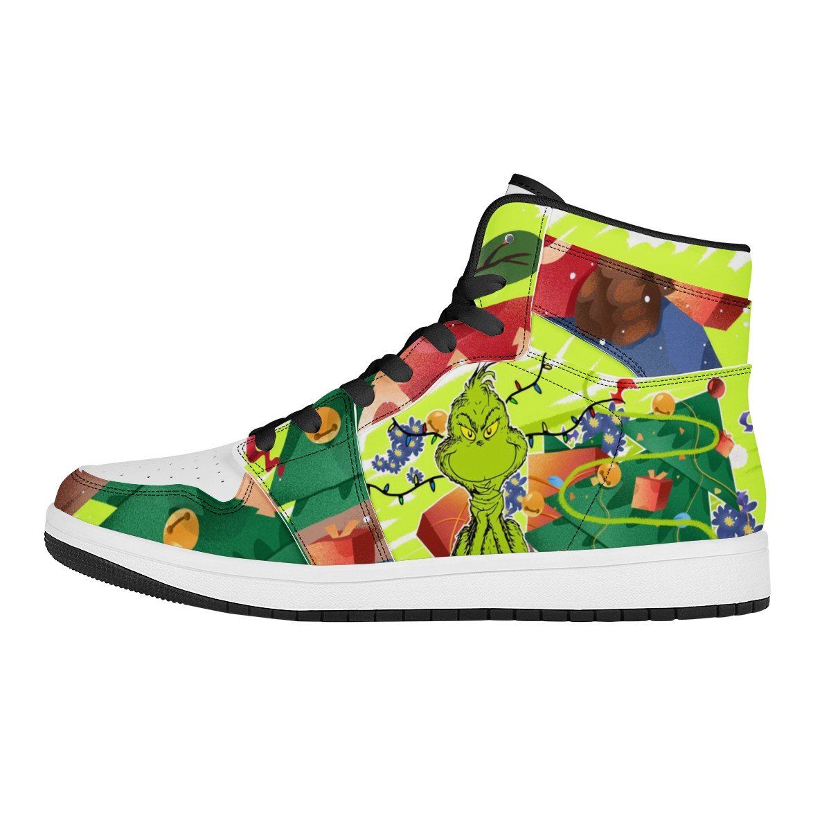 The Grinch High Top Leather Sneaker Custom Jordan 1, The Grinch noxfan Women US5.5 (EU36) 