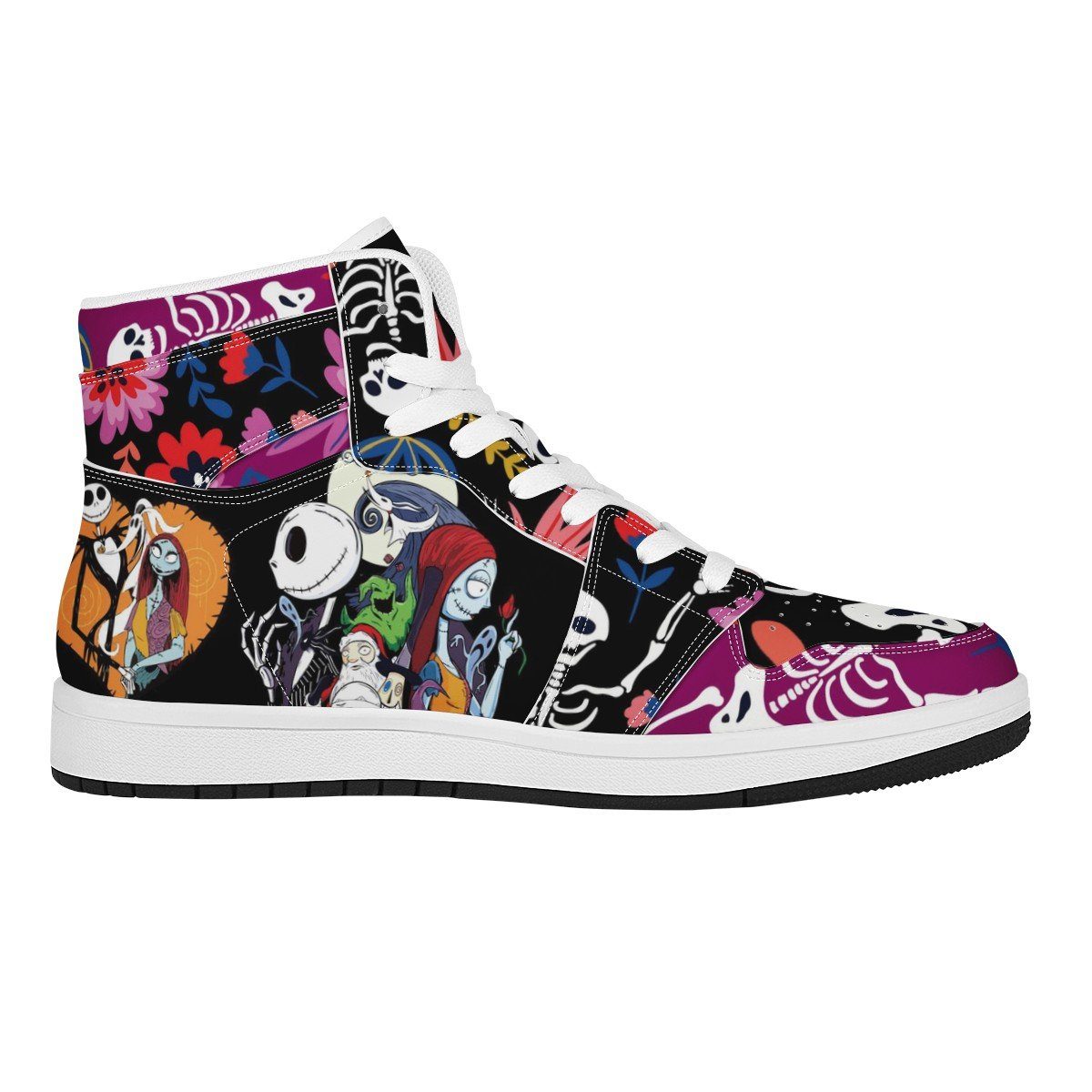 The Nightmare Before Christmas High Top Leather Sneaker Custom jordan 1, Horror, Jack Skellington noxfan 