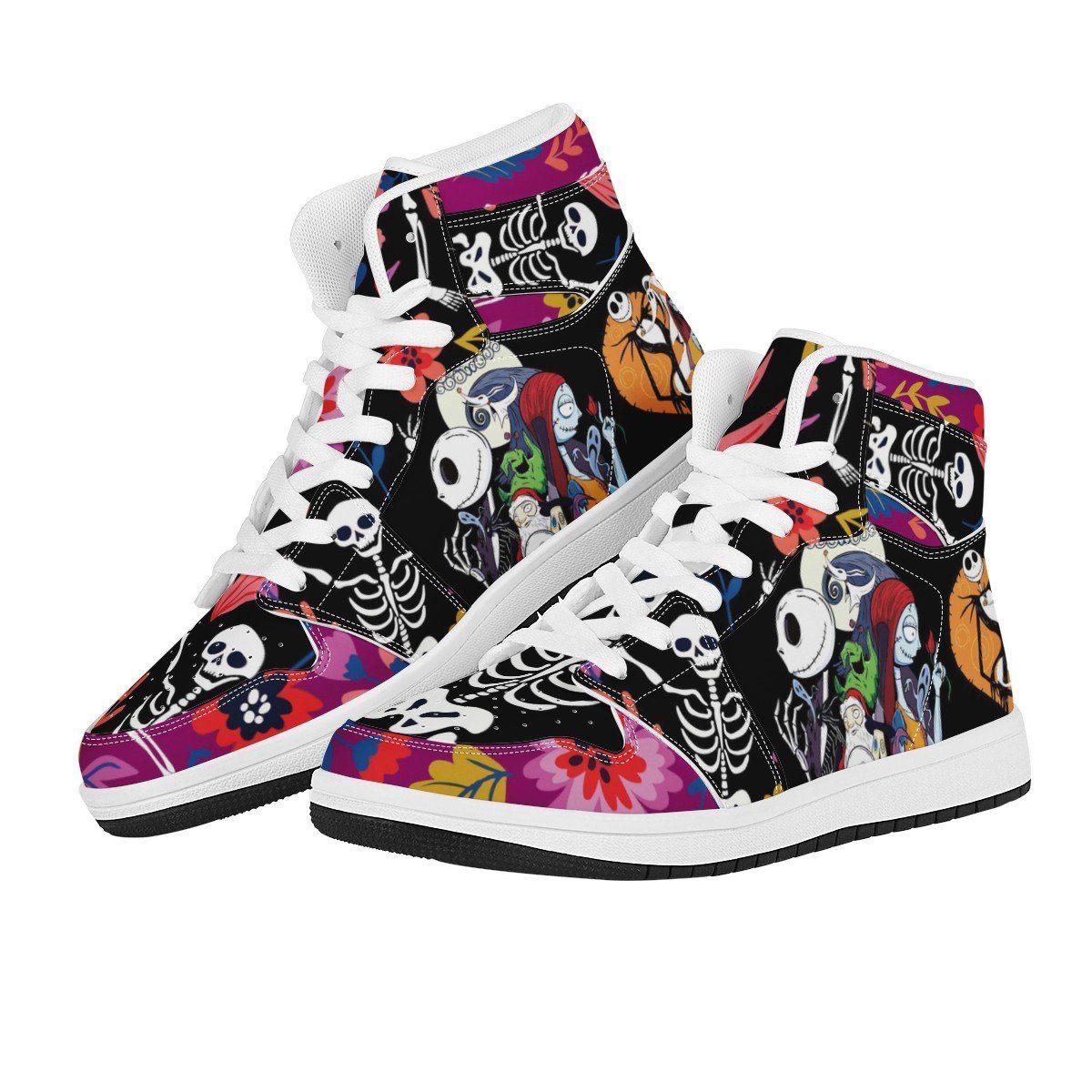 The Nightmare Before Christmas High Top Leather Sneaker Custom jordan 1, Horror, Jack Skellington noxfan 